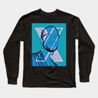 Malcolm X Blue Long Sleeve T-Shirt